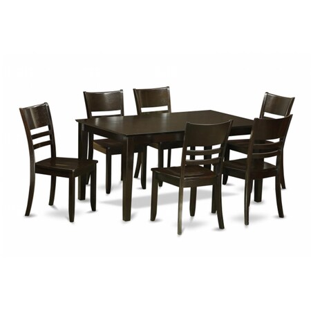 East West Furniture 7 Piece Dining Table Set For 6-Dining Table and 6 Chairs, PK7 CALY7-CAP-W